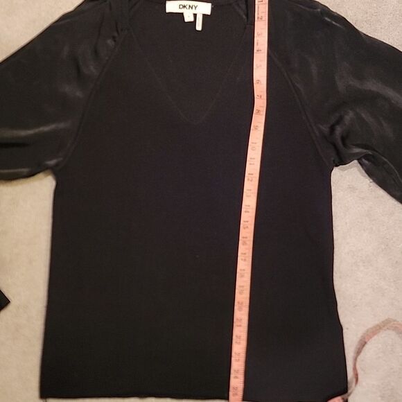 DKNY Black Sweater Silky Sleeves Sz XL - Picture 6 of 10